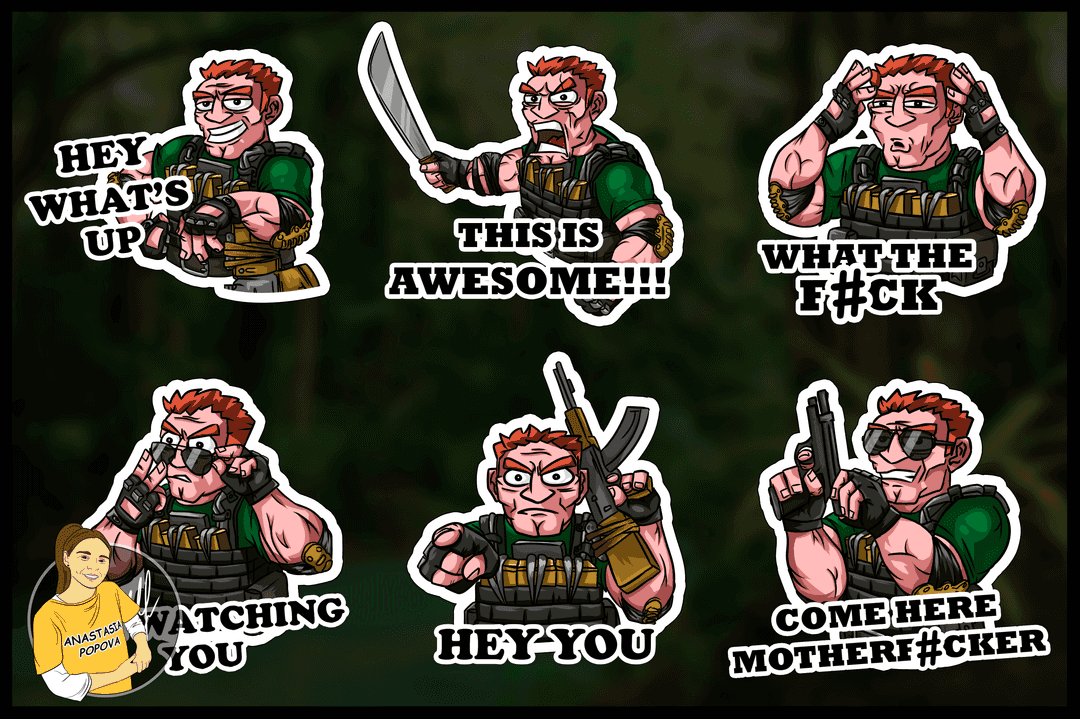 Стикеры для мобильной игры с изображением солдата.